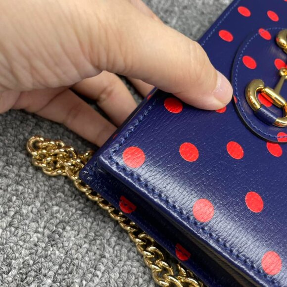 100% Authentic GUCCI Horsebit 1955 Chain Wallet Leather Shoulder Bag - Picture 6 of 13